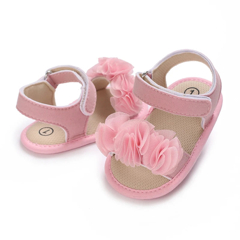 Sandales bébé fille semelles souples - Chaussures d'été plates pour nouveau-né et premiers pas - Plage et cérémonie