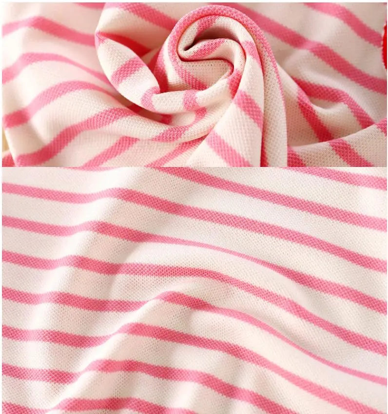 Robe d'été fille à col rayée motif fraise - Robe décontractée pour filles de 1 à 10 ans