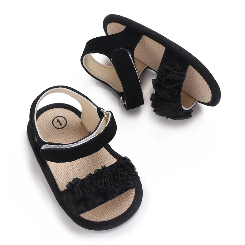 Sandales bébé fille semelles souples - Chaussures d'été plates pour nouveau-né et premiers pas - Plage et cérémonie