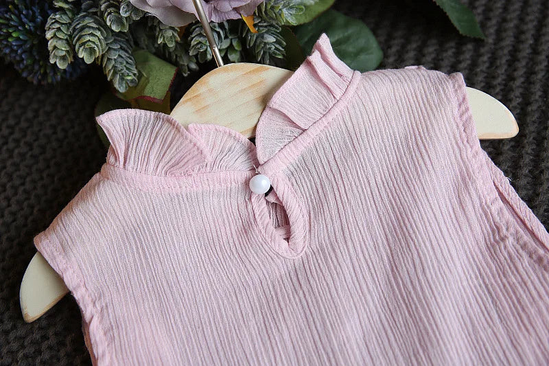 Ensemble 2 pièces pour bébé fille - Robe à col rond imprimé nœud et volants + chapeau - Idéal pour les nouveau-nés de 0 à 9 mois