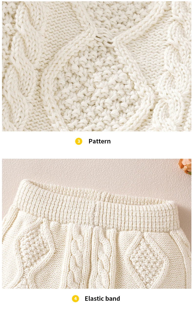 Ensemble Nouveau-né Tricoté - Pull + Pantalon - Coton Doux - 0 à 18 mois