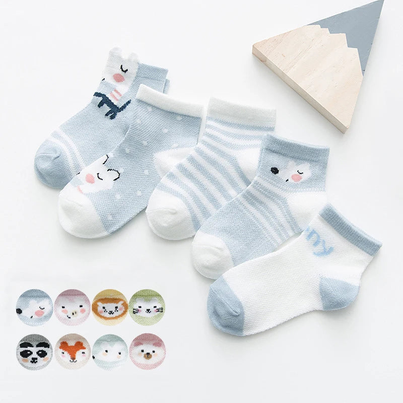 Lot de 5 Paires de Chaussettes Bébé en Coton - Maille Respirante - 0-2 ans