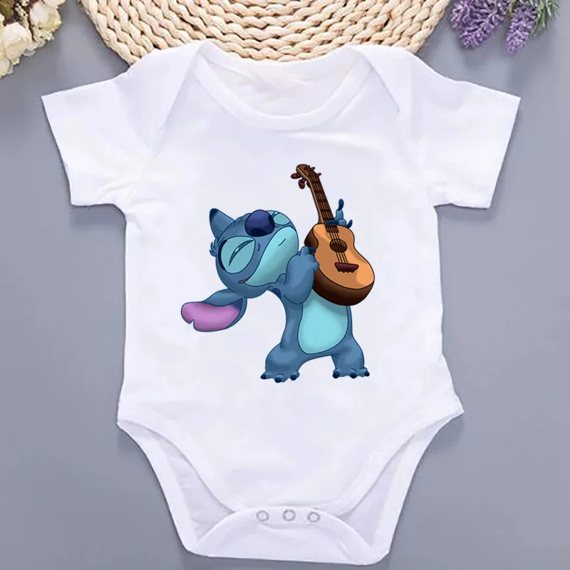 Cute Lilo Stitch Summer Baby Clothing 100% Cotton Baby Clothes 0 to 12 Months Bodysuit Baby Girl Clothes 2024