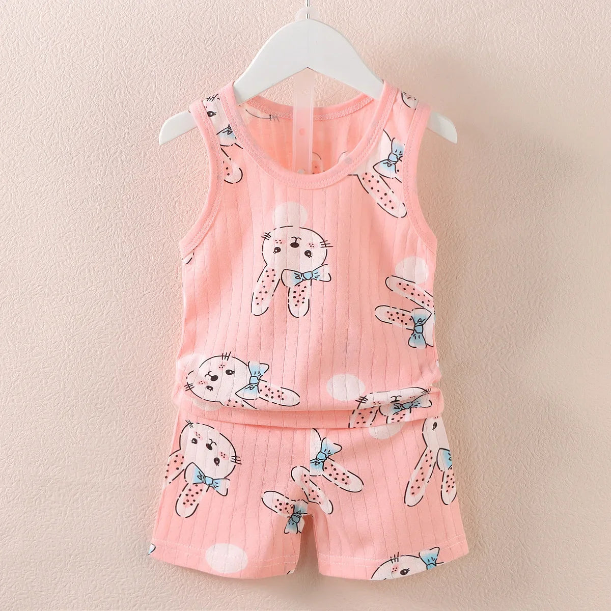 Ensemble bébé 2 pièces en coton imprimé - Débardeur + Short respirant pour filles et garçons - Été