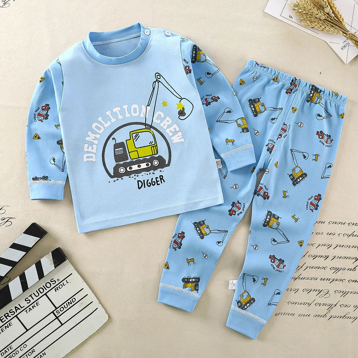 Ensemble Pyjama Enfant en Coton - Automne Hiver - Fille et Garçon - Sous-vêtements Chauds
