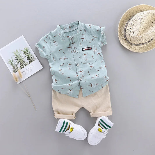 Ensemble 2 pièces bébé en coton - Chemise + Short pour filles et garçons - Vêtements d'été