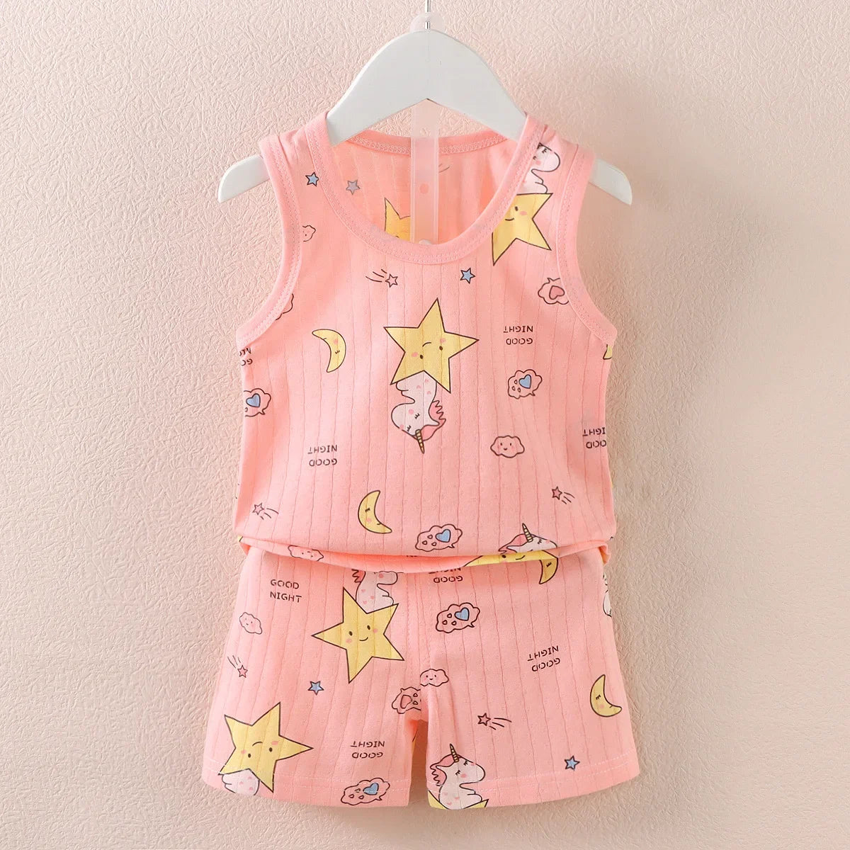 Ensemble bébé 2 pièces en coton imprimé - Débardeur + Short respirant pour filles et garçons - Été