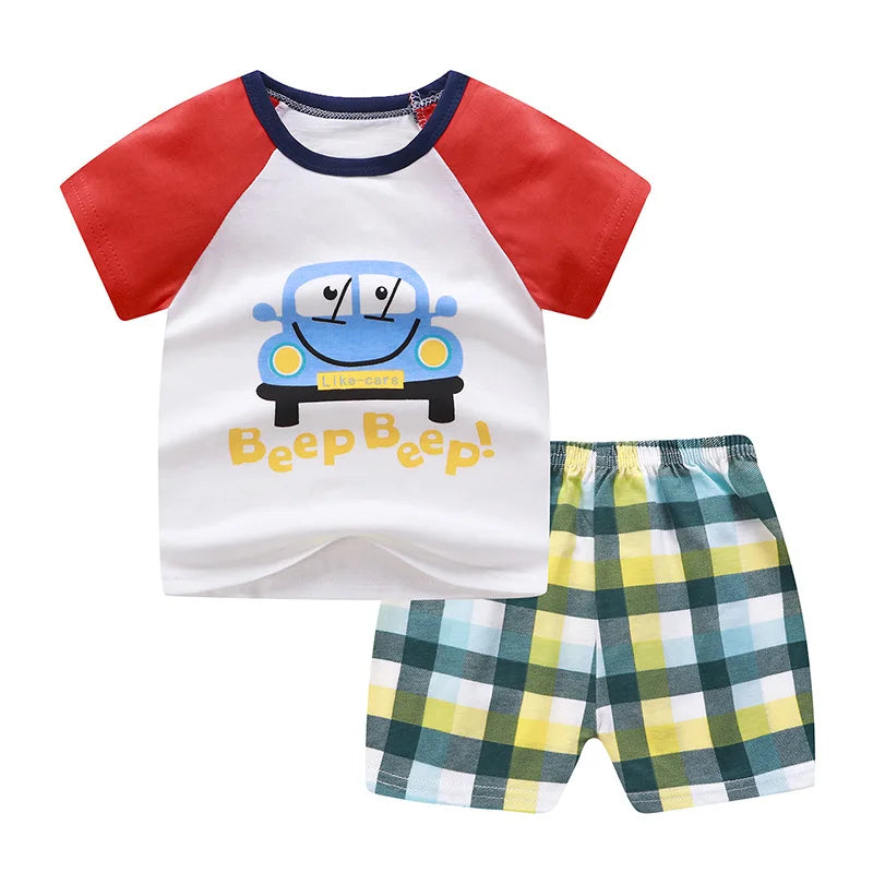 Ensemble garçon 2 pièces Winnie l'Ourson - T-shirt manches courtes + Short - Vêtements d'été pour bébé