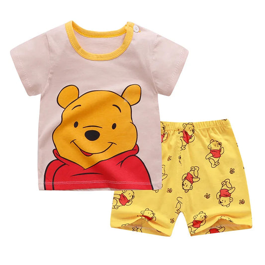 Ensemble garçon 2 pièces Winnie l'Ourson - T-shirt manches courtes + Short - Vêtements d'été pour bébé