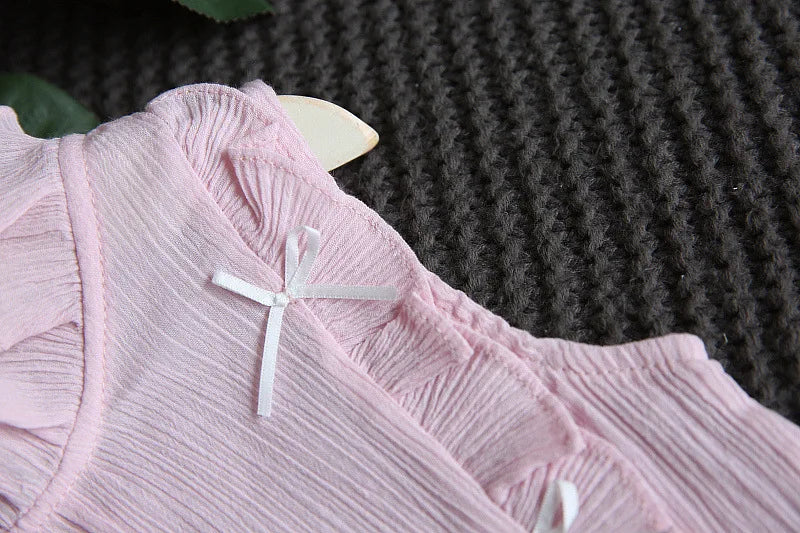 Ensemble 2 pièces pour bébé fille - Robe à col rond imprimé nœud et volants + chapeau - Idéal pour les nouveau-nés de 0 à 9 mois