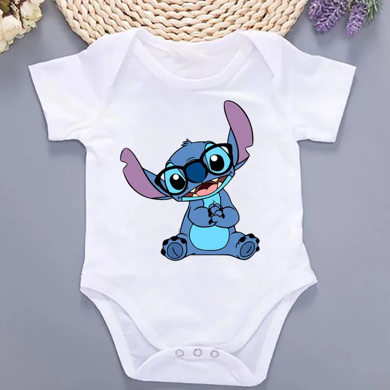 Cute Lilo Stitch Summer Baby Clothing 100% Cotton Baby Clothes 0 to 12 Months Bodysuit Baby Girl Clothes 2024