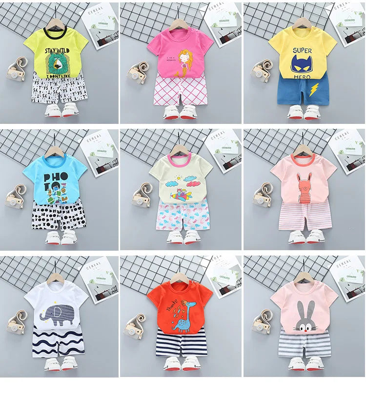 Ensemble Été Enfant 2 Pièces - T-shirt et Short en Coton - Fille et Garçon - 0-6 ans