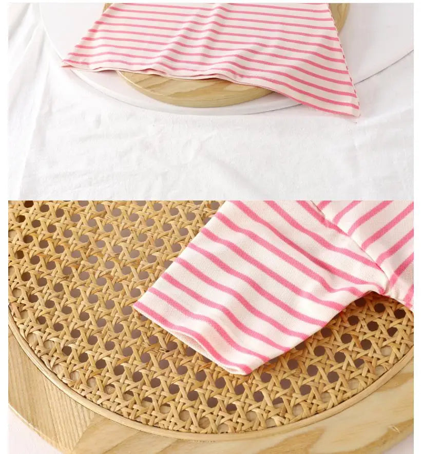 Robe d'été fille à col rayée motif fraise - Robe décontractée pour filles de 1 à 10 ans