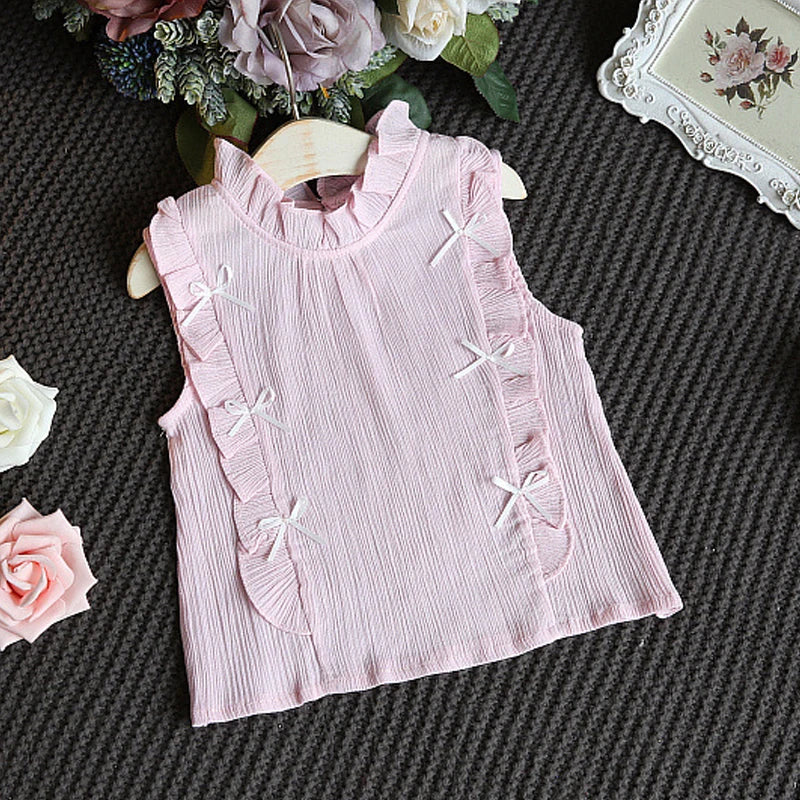 Ensemble 2 pièces pour bébé fille - Robe à col rond imprimé nœud et volants + chapeau - Idéal pour les nouveau-nés de 0 à 9 mois