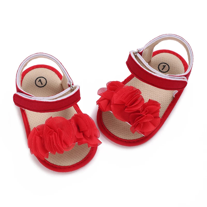 Sandales bébé fille semelles souples - Chaussures d'été plates pour nouveau-né et premiers pas - Plage et cérémonie