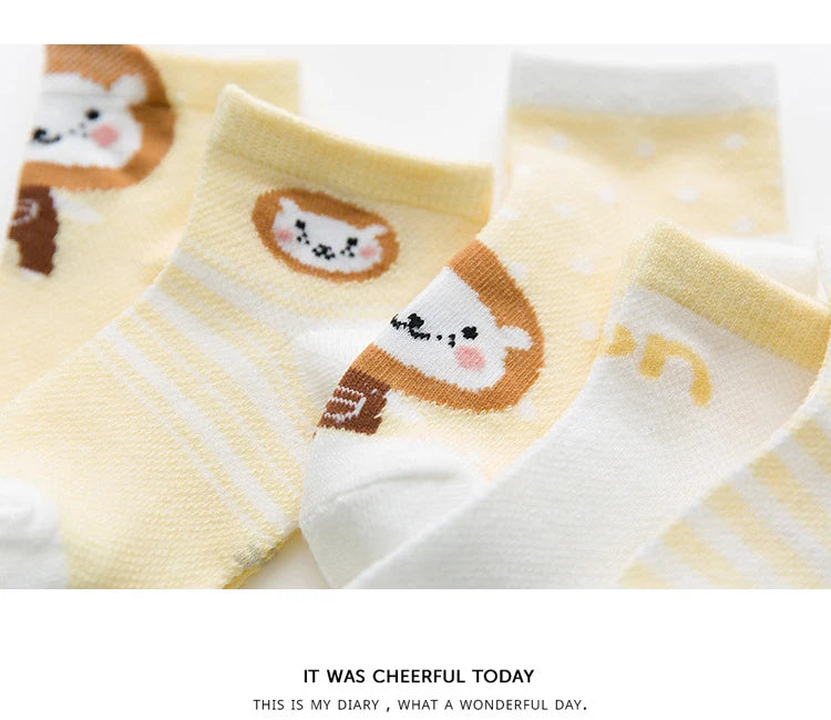 Lot de 5 Paires de Chaussettes Bébé en Coton - Maille Respirante - 0-2 ans