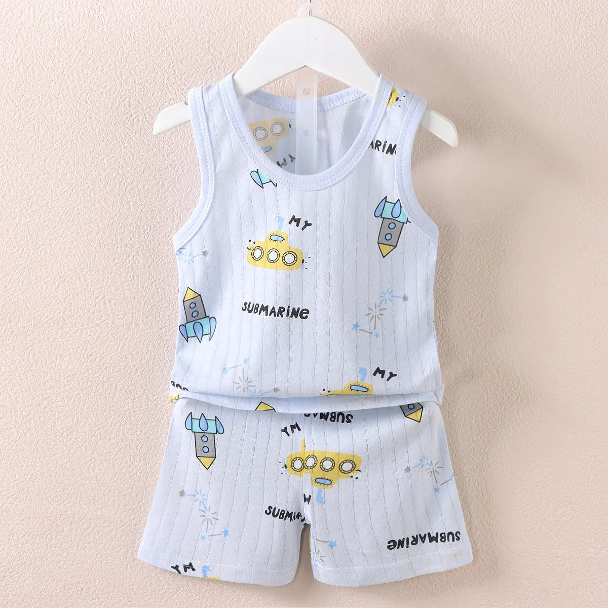 Ensemble bébé 2 pièces en coton imprimé - Débardeur + Short respirant pour filles et garçons - Été