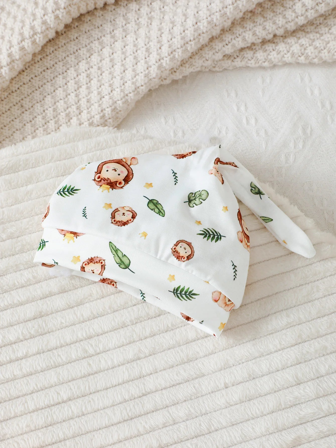 Ensemble Bébé Garçon 3 Pièces - Motif Lion - Sweat à Capuche, Short et Chapeau