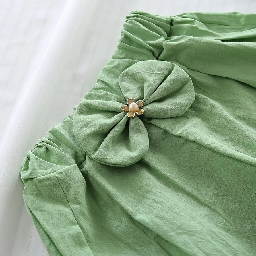 Ensemble fille 2 pièces imprimé fleurs - T-shirt manches courtes + Short - Tenue d'été décontractée