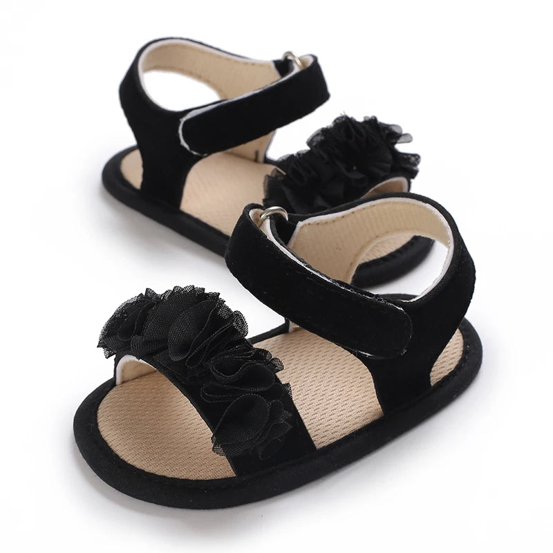 Sandales bébé fille semelles souples - Chaussures d'été plates pour nouveau-né et premiers pas - Plage et cérémonie