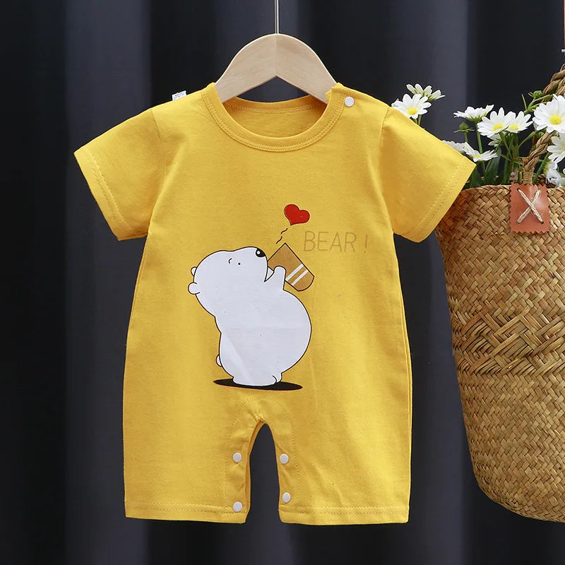 Barboteuse d'été bébé fille et garçon en coton manches courtes - Body pour nouveau-nés