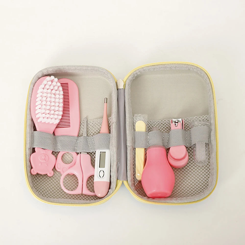 Kit de Soins pour Bébé AnGku - 8 Pièces - Trousse d'Hygiène Complète avec Boîte EVA