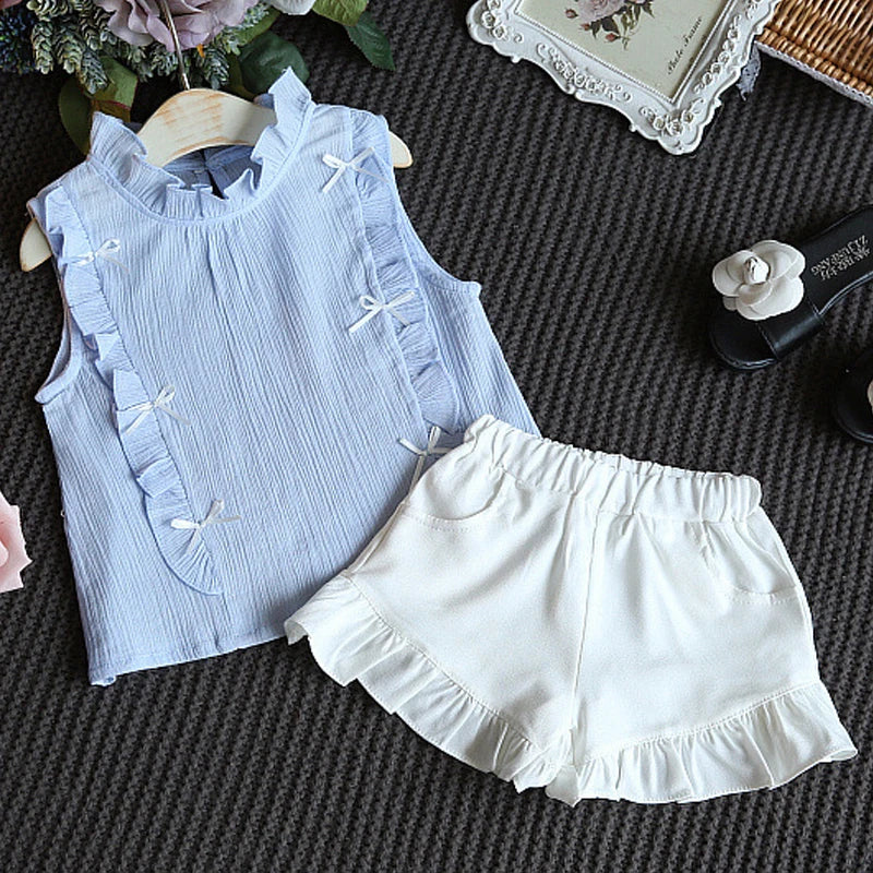 Ensemble 2 pièces pour bébé fille - Robe à col rond imprimé nœud et volants + chapeau - Idéal pour les nouveau-nés de 0 à 9 mois