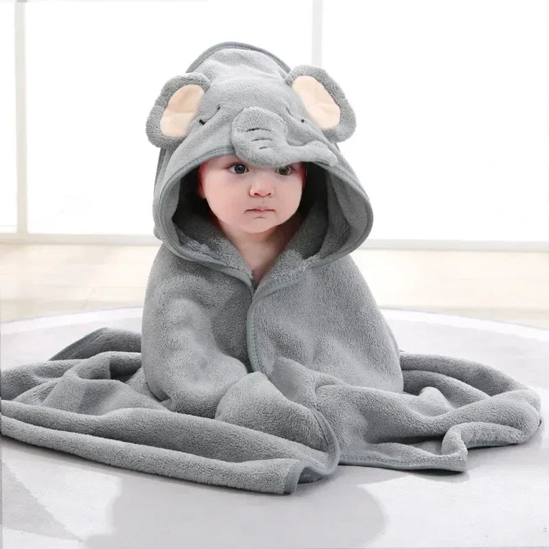 Serviette de Bain Bébé à Capuche - Motif Animal Cartoon - Peignoir Doux - 0-3 ans