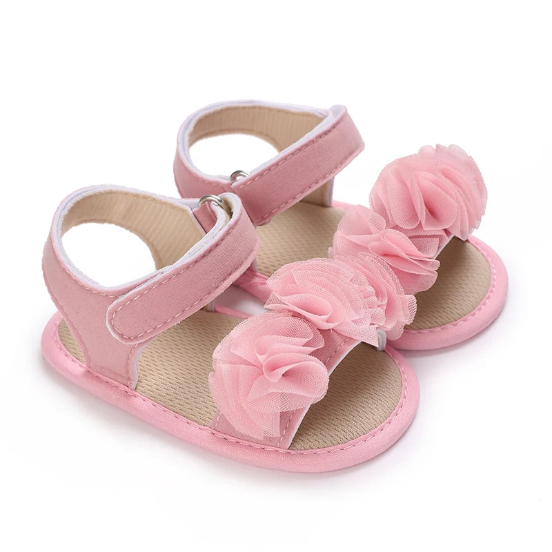 Sandales bébé fille semelles souples - Chaussures d'été plates pour nouveau-né et premiers pas - Plage et cérémonie