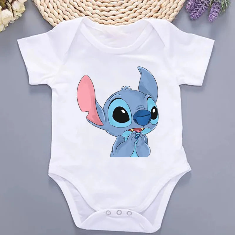 Cute Lilo Stitch Summer Baby Clothing 100% Cotton Baby Clothes 0 to 12 Months Bodysuit Baby Girl Clothes 2024