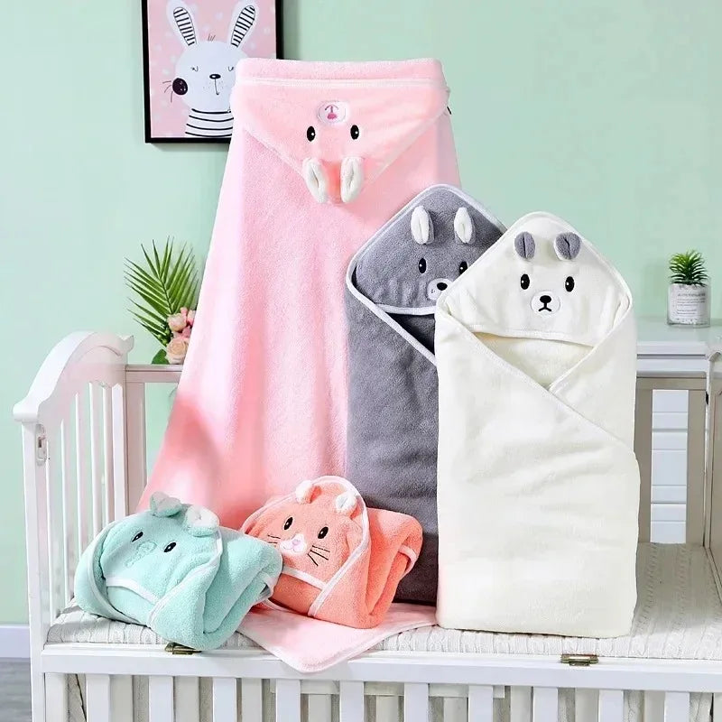 Serviette de Bain Bébé à Capuche - Motif Animal Cartoon - Peignoir Doux - 0-3 ans
