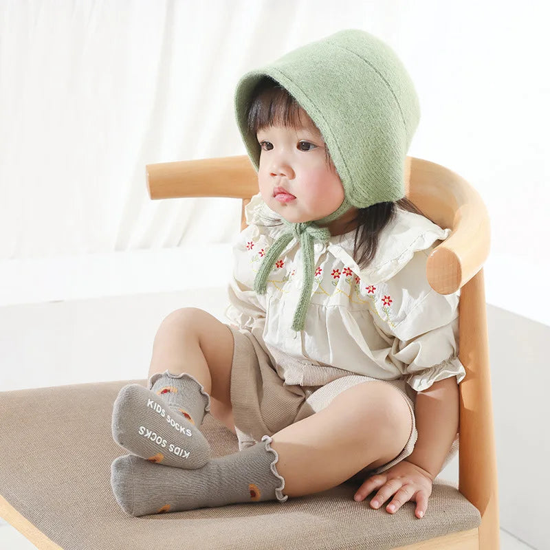 Chaussettes Bébé Fille Antidérapantes - Coton Doux - Motif Floral - 0-5 ans
