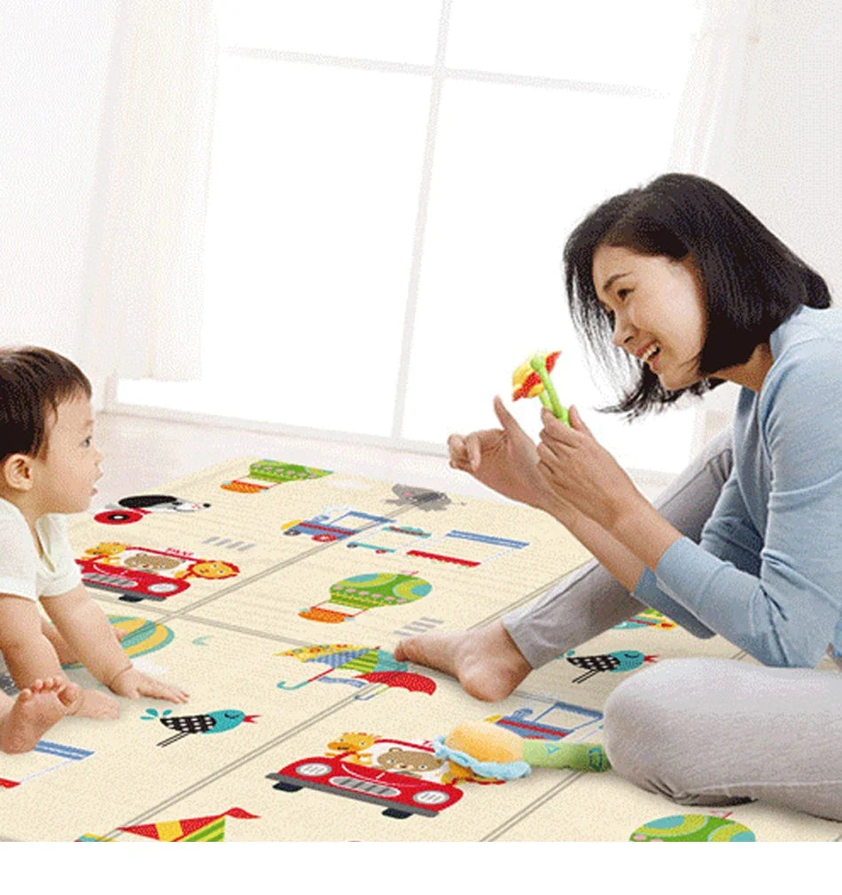 Tapis d'Activités pour Bébé - Double Face - Motifs Cartoon - Imperméable - 177x63.5cm