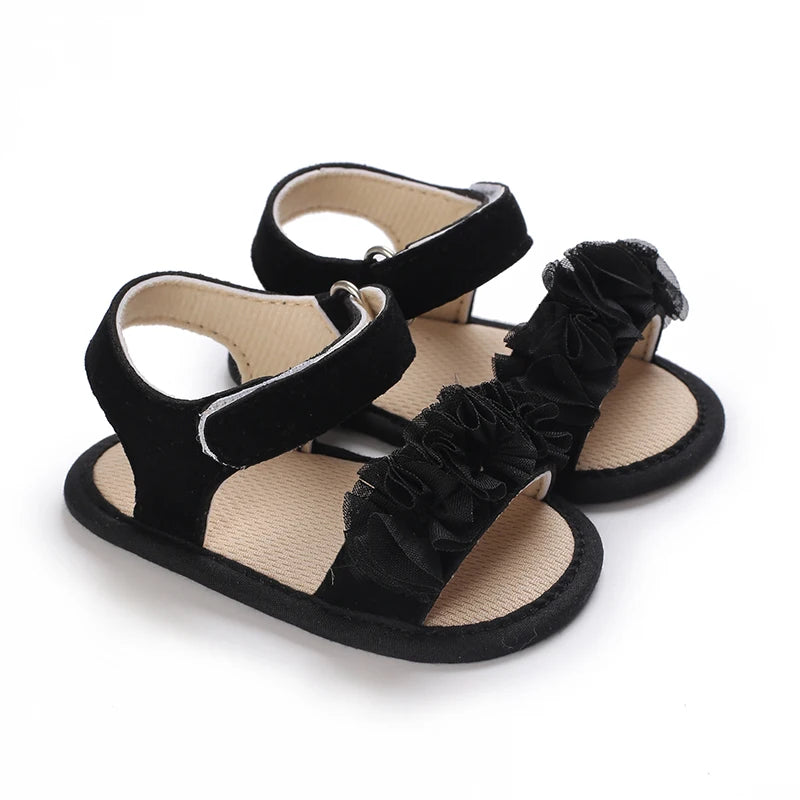 Sandales bébé fille semelles souples - Chaussures d'été plates pour nouveau-né et premiers pas - Plage et cérémonie