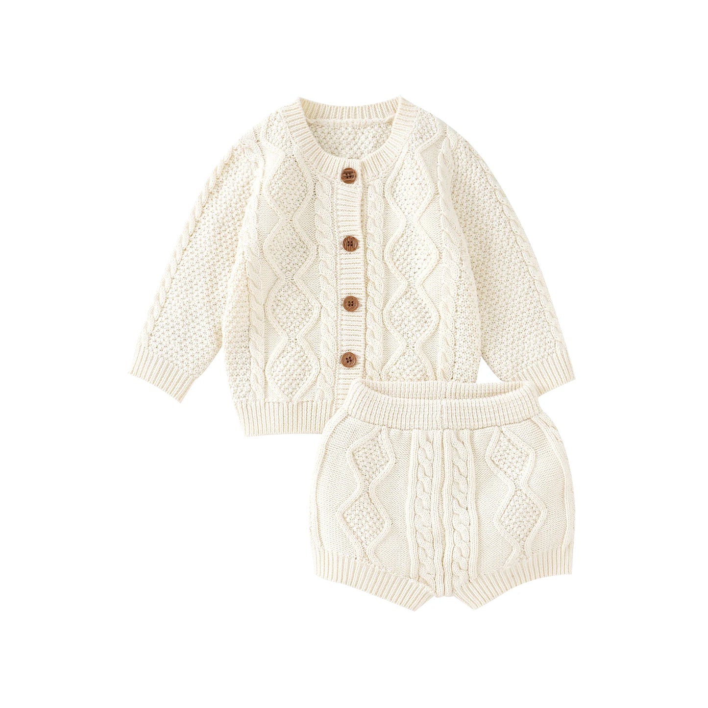 Ensemble Nouveau-né Tricoté - Pull + Pantalon - Coton Doux - 0 à 18 mois