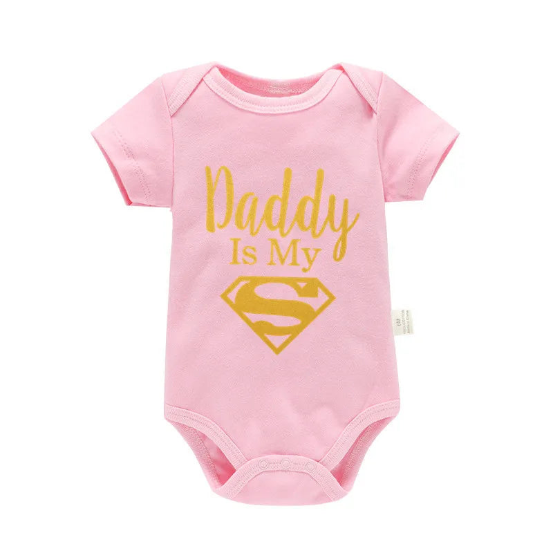 Body bébé "Daddy Is My Hero" imprimé doré - Barboteuse amusante pour nouveau-né fille et garçon