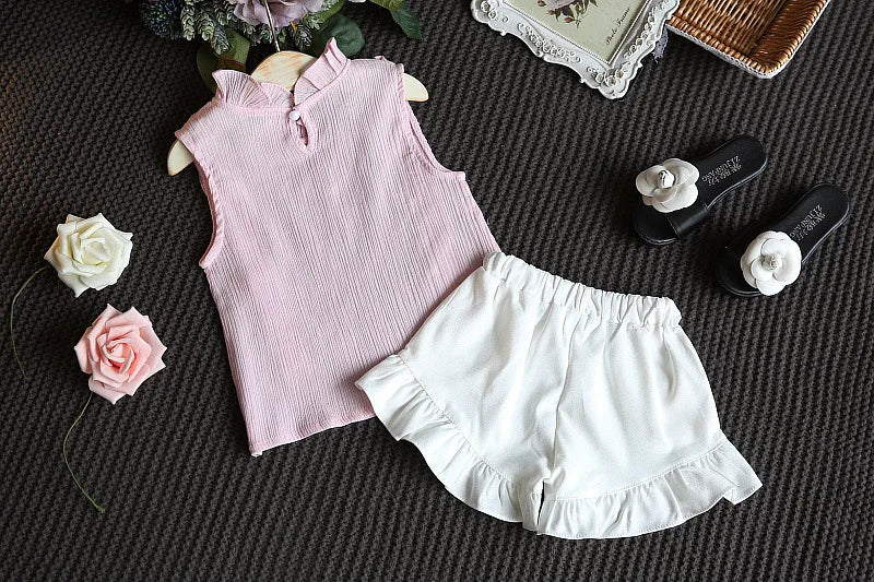 Ensemble 2 pièces pour bébé fille - Robe à col rond imprimé nœud et volants + chapeau - Idéal pour les nouveau-nés de 0 à 9 mois