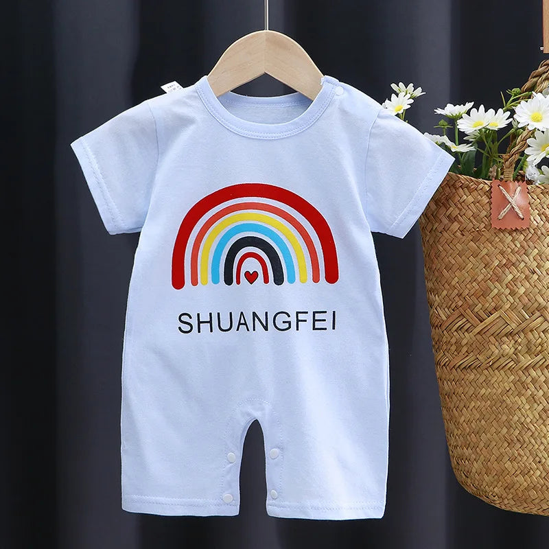 Barboteuse d'été bébé fille et garçon en coton manches courtes - Body pour nouveau-nés