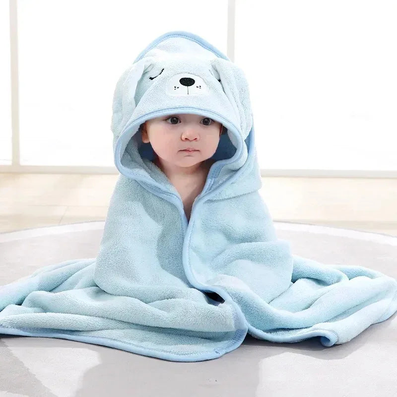 Serviette de Bain Bébé à Capuche - Motif Animal Cartoon - Peignoir Doux - 0-3 ans