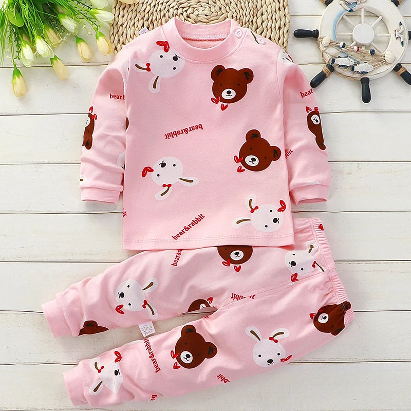 Ensemble Pyjama Enfant en Coton - Automne Hiver - Fille et Garçon - Sous-vêtements Chauds