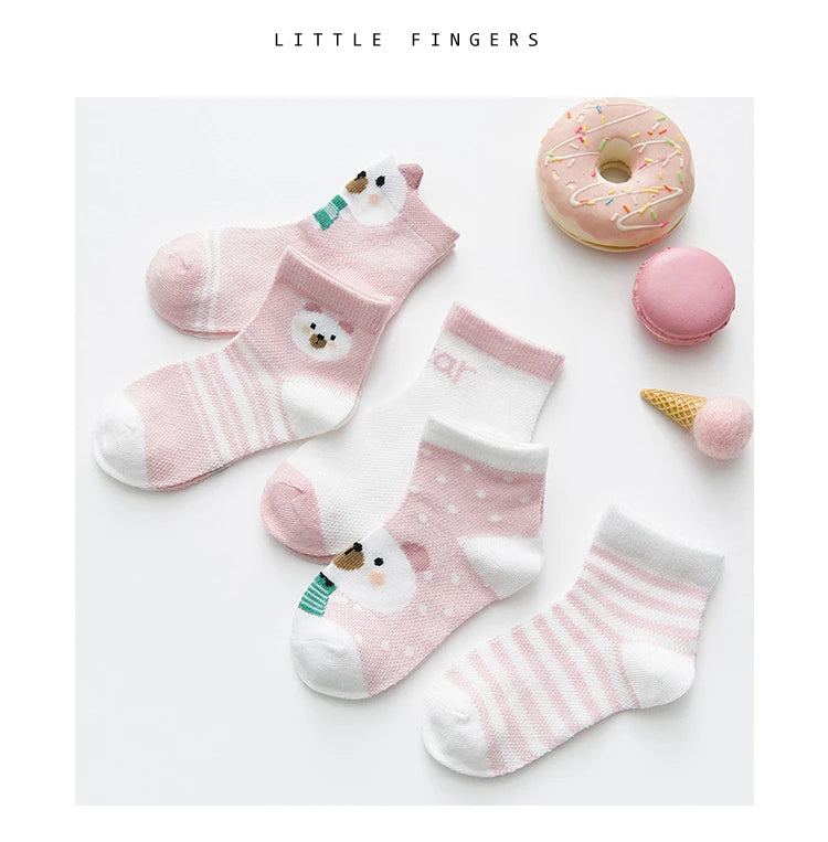 Lot de 5 Paires de Chaussettes Bébé en Coton - Maille Respirante - 0-2 ans