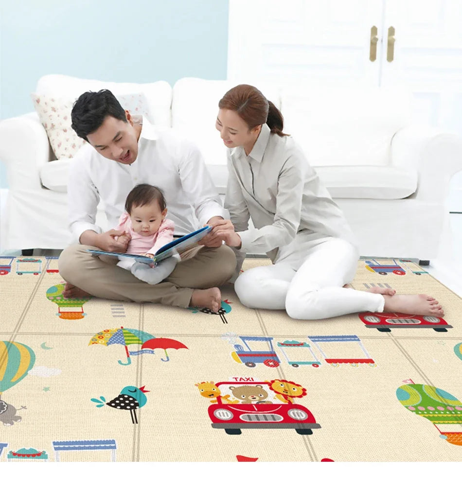 Tapis d'Activités pour Bébé - Double Face - Motifs Cartoon - Imperméable - 177x63.5cm