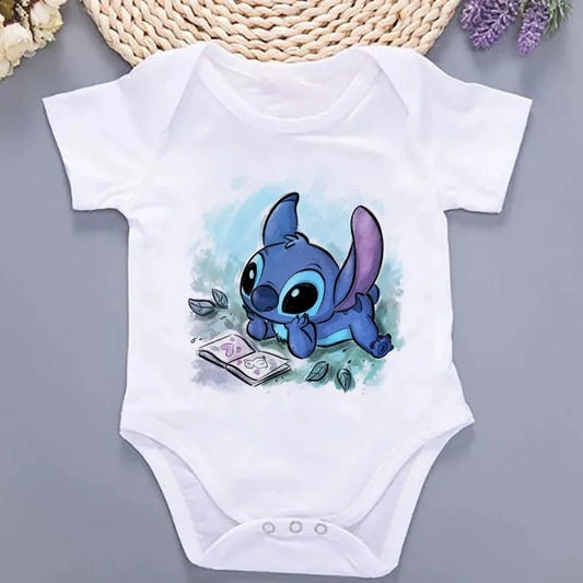 Cute Lilo Stitch Summer Baby Clothing 100% Cotton Baby Clothes 0 to 12 Months Bodysuit Baby Girl Clothes 2024