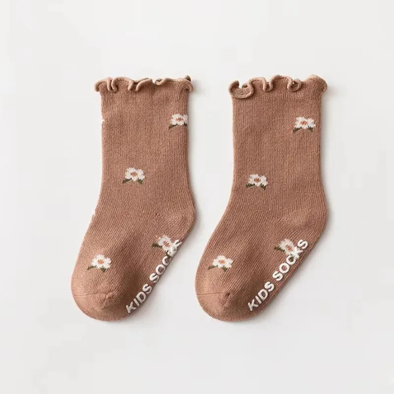 Chaussettes à Volants pour Bébé Fille - Coton Doux - Motif Fleurs - 0 à 5 ans