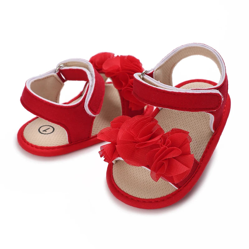 Sandales bébé fille semelles souples - Chaussures d'été plates pour nouveau-né et premiers pas - Plage et cérémonie