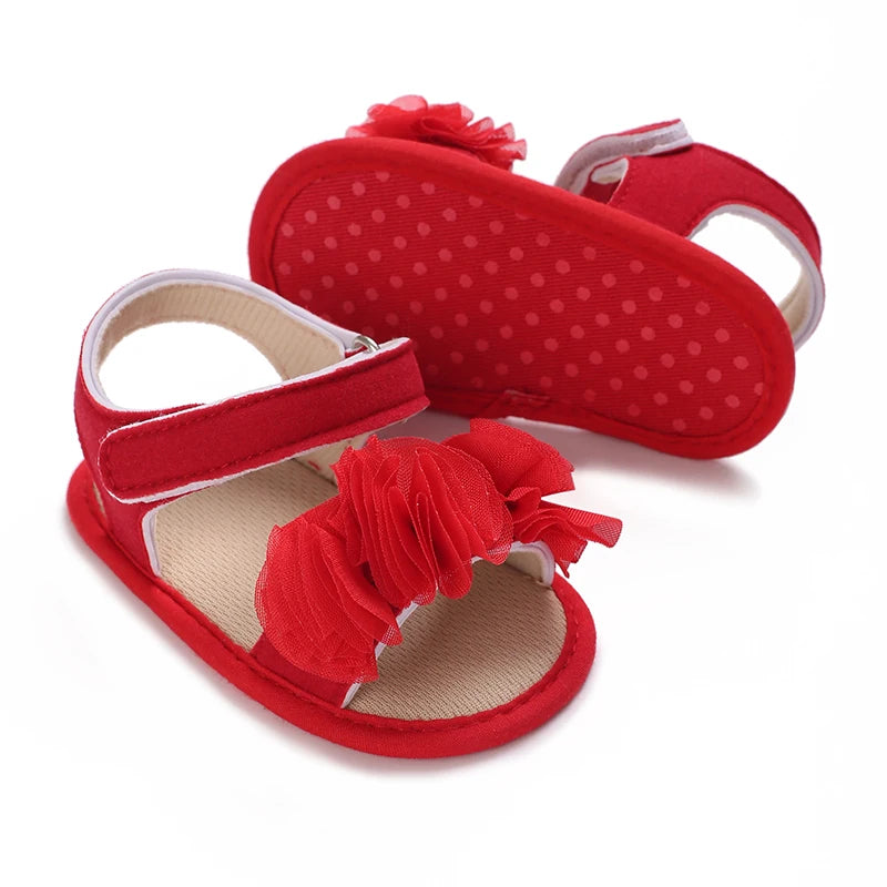 Sandales bébé fille semelles souples - Chaussures d'été plates pour nouveau-né et premiers pas - Plage et cérémonie