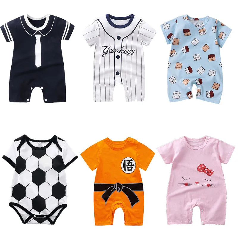 Combinaison d'été pour bébé fille et garçon de 0 à 12 mois - Déguisement bébé - Vêtements bébé en coton - Motif dessin animé