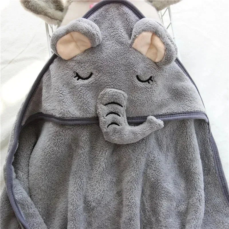 Serviette de Bain Bébé à Capuche - Motif Animal Cartoon - Peignoir Doux - 0-3 ans