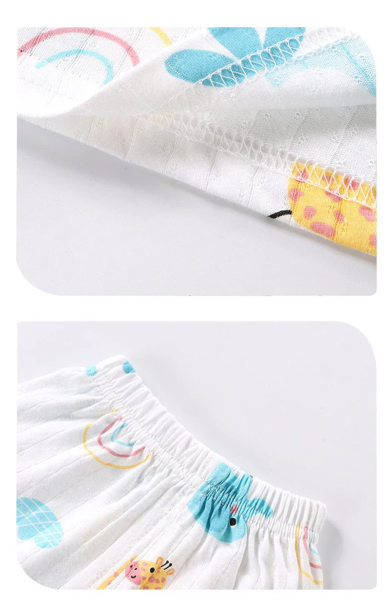 Ensemble bébé 2 pièces en coton imprimé - Débardeur + Short respirant pour filles et garçons - Été
