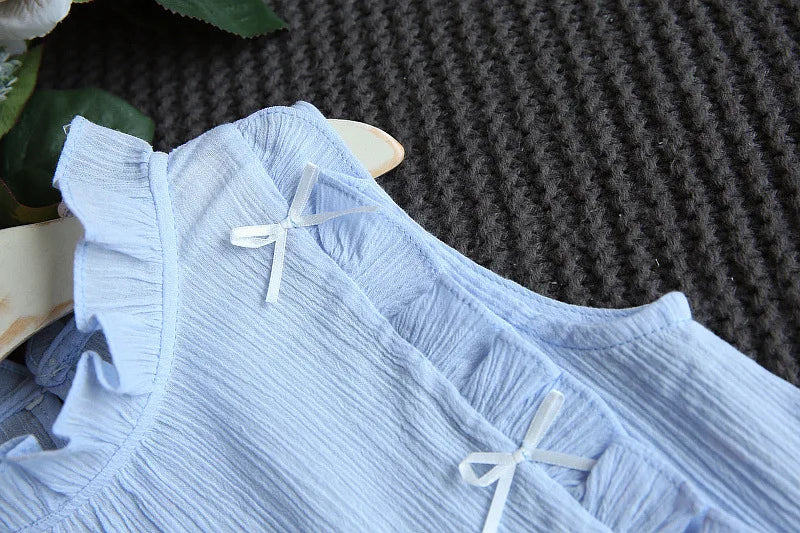 Ensemble 2 pièces pour bébé fille - Robe à col rond imprimé nœud et volants + chapeau - Idéal pour les nouveau-nés de 0 à 9 mois